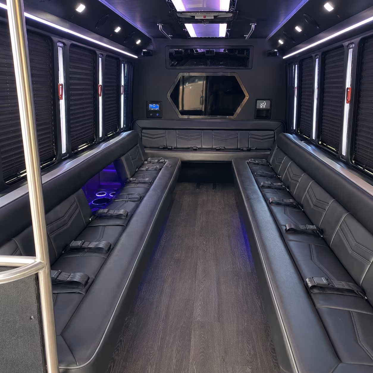 costa mesa 18 passenger party bus interior