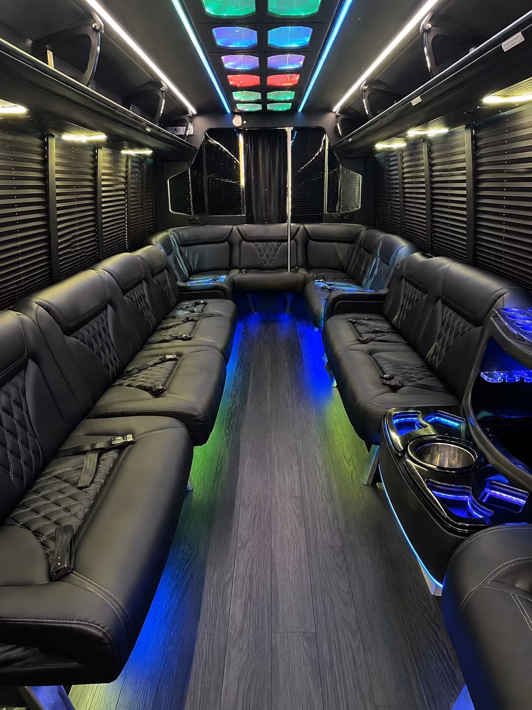 costa mesa 20 passenger party bus interior