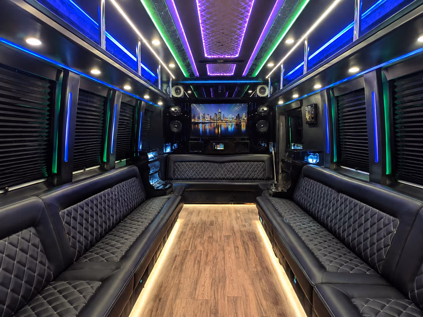costa mesa 25 passenger party bus interior