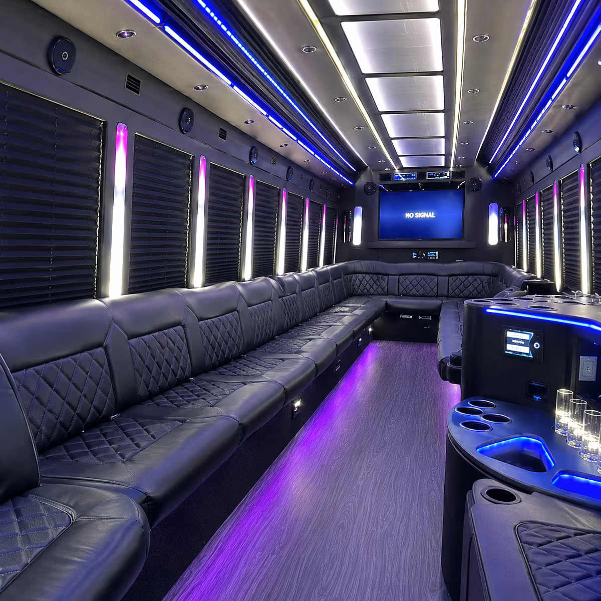 costa mesa 30 passenger party bus inside