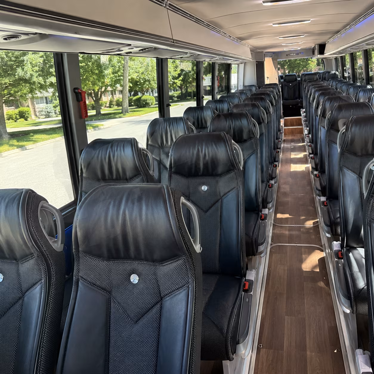 costa mesa 40 passenger charter bus inside
