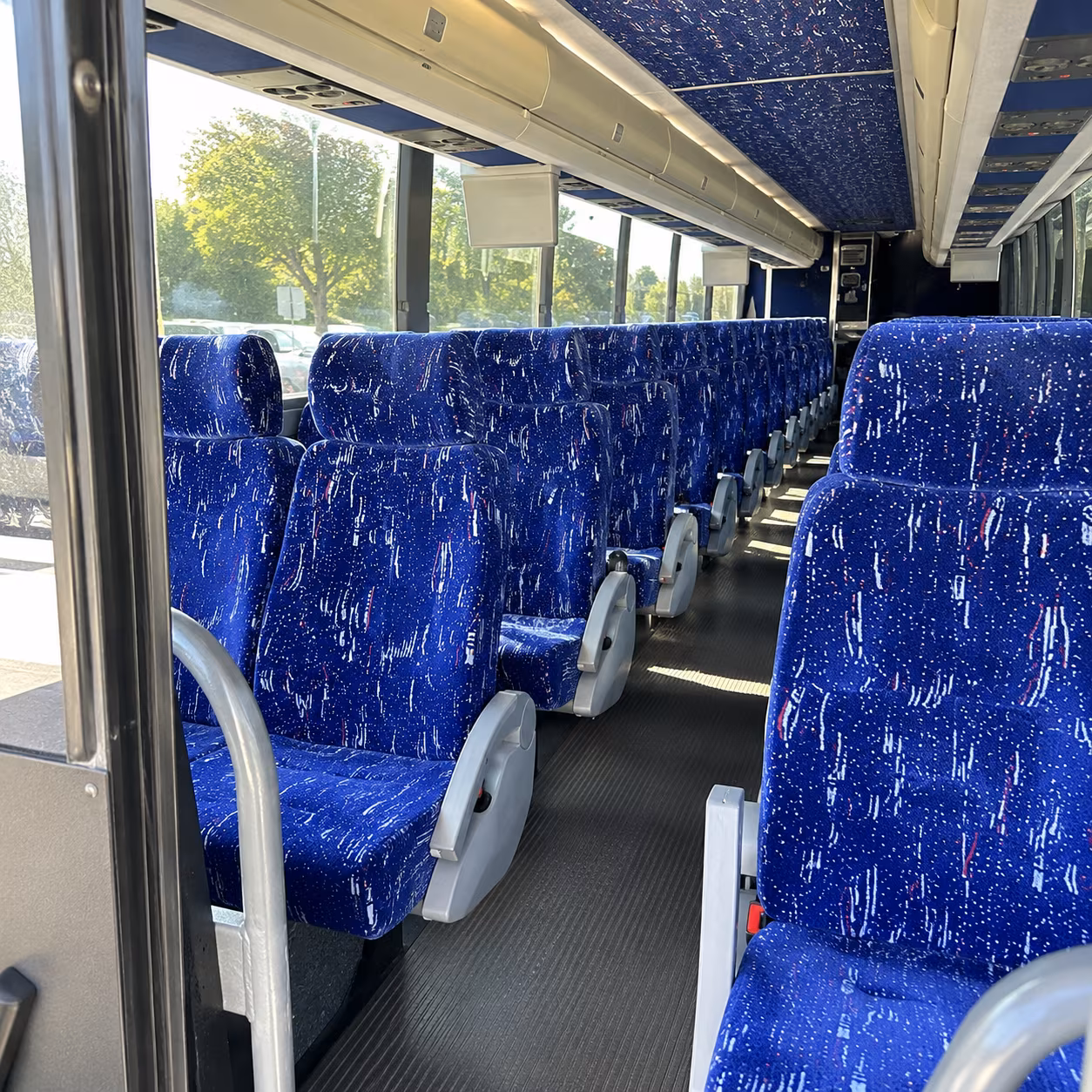 costa mesa 50 passenger charter bus inside
