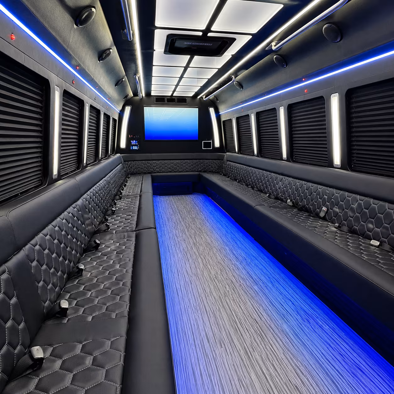 costa mesa 50 passenger party bus inside